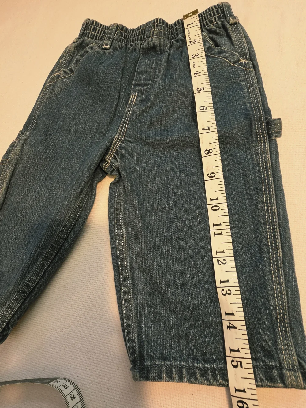 OshKosh B'gosh Blue Denim 100% Cotton Pull On Capri 12mos Strecth Garter Waist